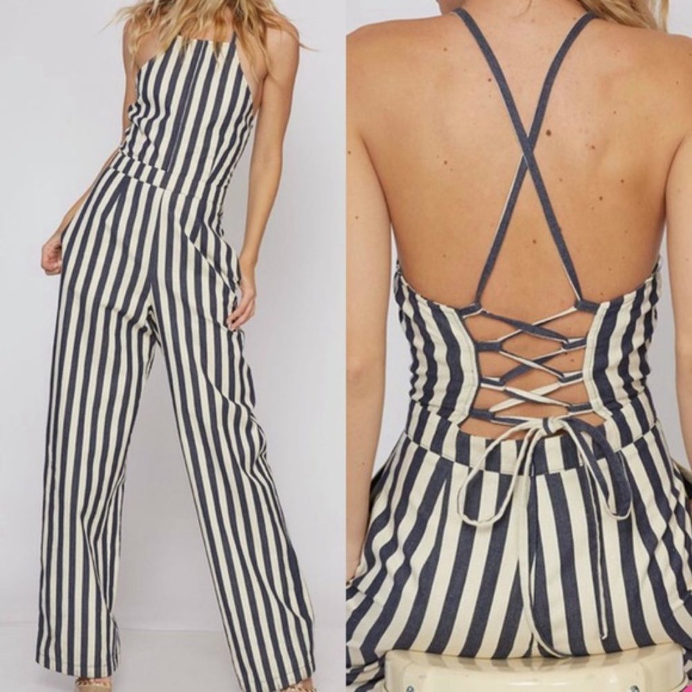 Fantastic Fawn One Pc Jumpsuit Stripe Size Small (W-35) - Picture 7 of 7
